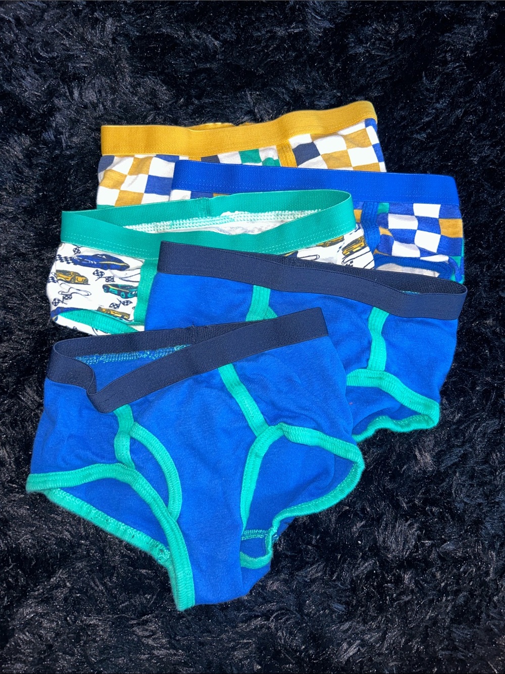 wonder nation Blue & Green Boys Briefs 5-Pack with Yellow Accent